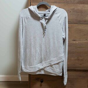 Athleisure Gray Criss-Cross Sweatshirt with Hood